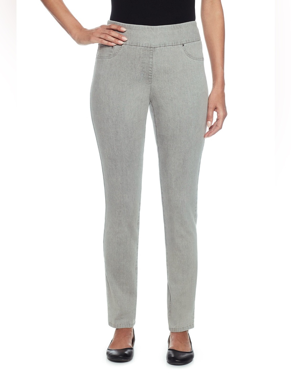 Ruby Rd. Grey Cropped Pull-On Stretch Jeans